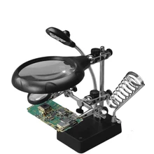 16129-C Magnifying Glass Welding Repair 5 LED Auxiliary Clip Magnifier 3In1 Hand Soldering Solder Iron Stand Holder Station magnifier phone repair platform station universal clamp form magnifying glass desktop holder soldering repair tool