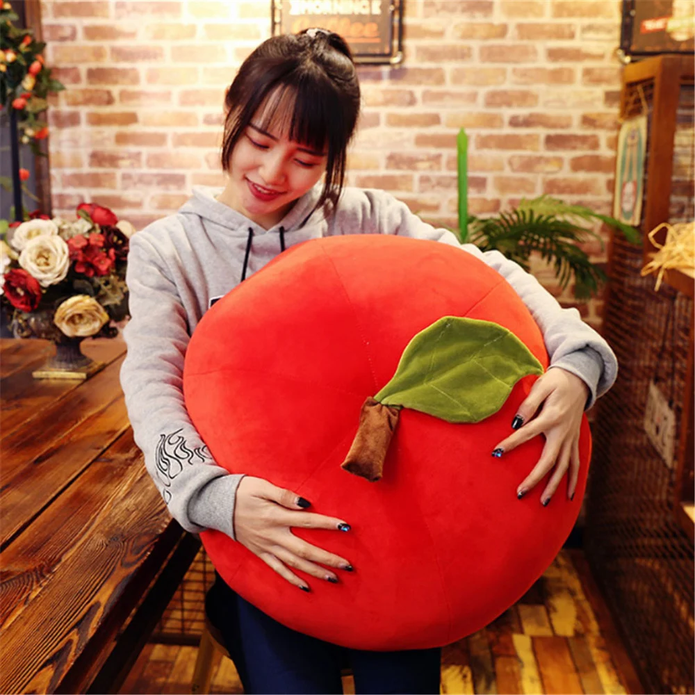 Fancytrader Big Plush Red Green Apple Toys Stuffed Soft Cartoon Fruits