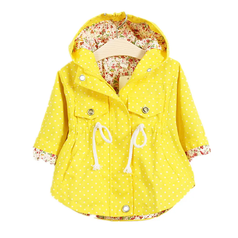 Jackets for Girls Spring Yellow Jacket 2018 Fashion Kids Hooded Coat