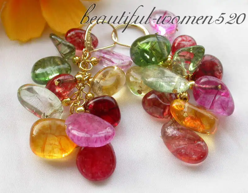 

Z3976 multicolor crystal baroque bead dangle grape earrings