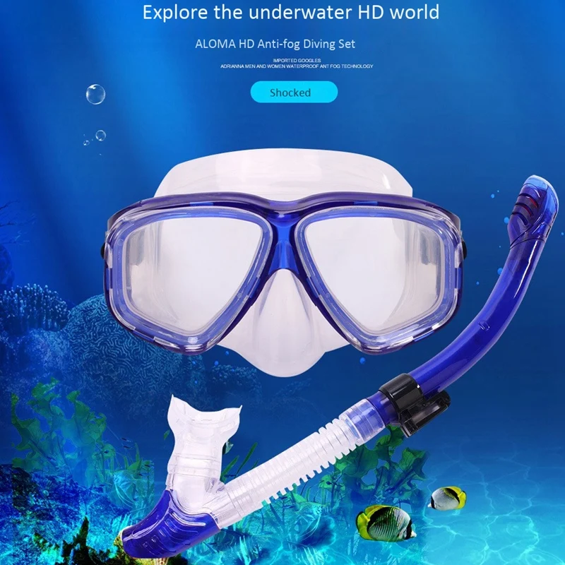 Набор из 2 предметов для подводного плавания, маска для взрослых, противотуманные очки, силиконовые принадлежности для плавания