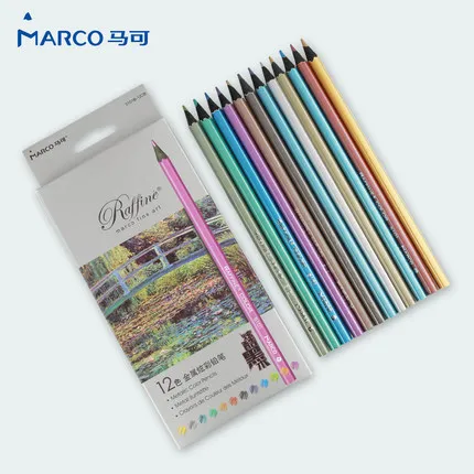 

JIANWU 12pcs/set MARCO 12 color colored pencil Metal series pencils Drawing pencil Painting special 2B
