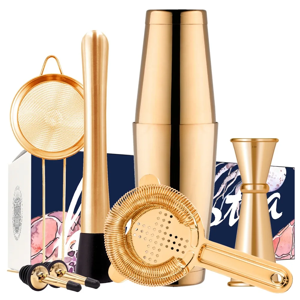 Gold Boston Cocktail Shaker Set of 8in Bar Sets from Home & Garden on