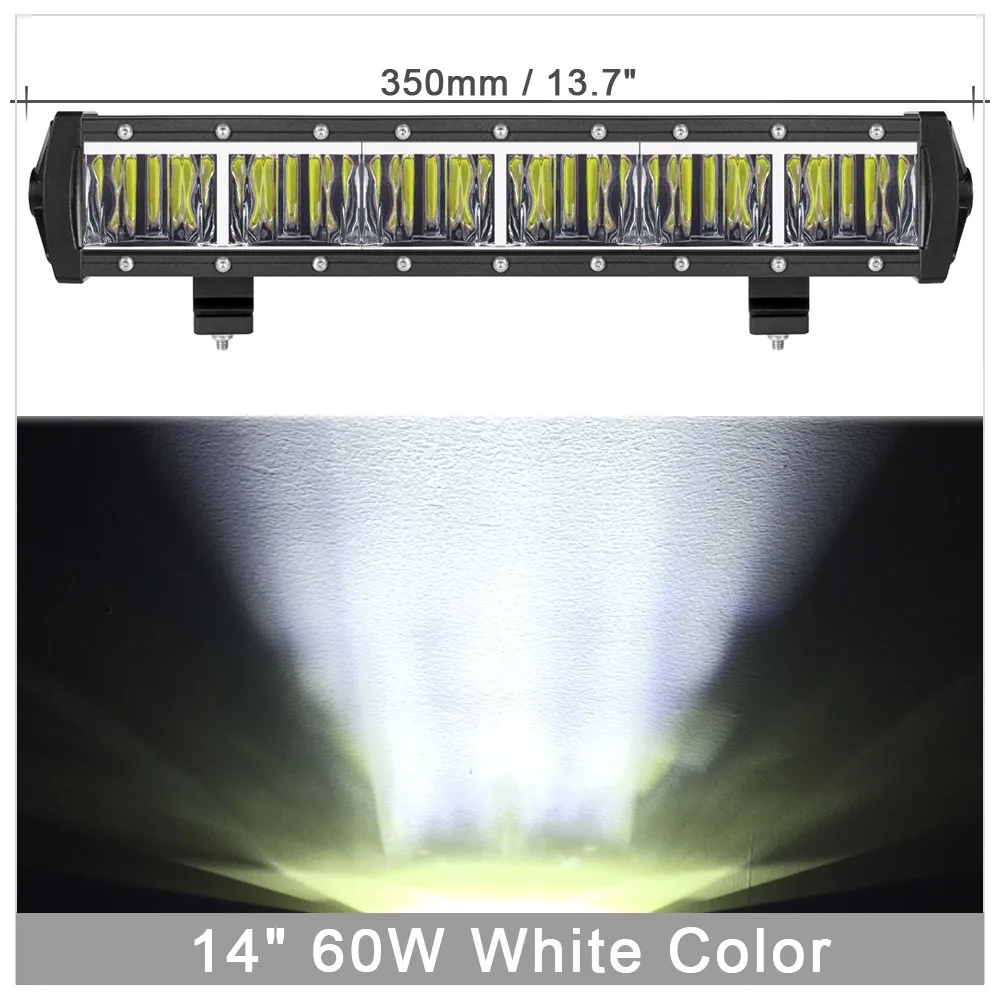 9D объектив тонкий светодиодный светильник для 12 В 24 В автомобиля мотоцикла трактора лодки 4x4 внедорожных 4WD грузовиков SUV ATV вождения бар внедорожный светильник s - Цвет: 14 Inch 60W