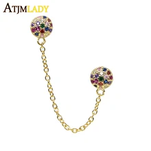 Позолоченные Минимальный пирсинг серьги половина шар шпилька для женщин двойной 2 шарики кисточкой 925 серебро Нежный Радуга ювелирные изделия