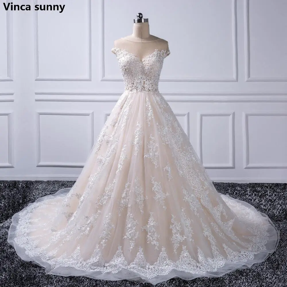 Роскошное кружевное бальное свадебное платье прозрачное свадебное платье принцессы с длинным хвостом свадебное платье