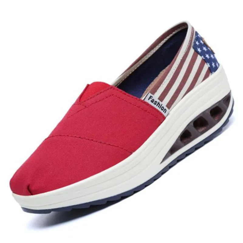 Г., популярные модели, летняя повседневная женская обувь на плоской подошве корейский вариант, парусиновая обувь с закрытым носком, обувь без застежки с круглым носком - Цвет: Flag red