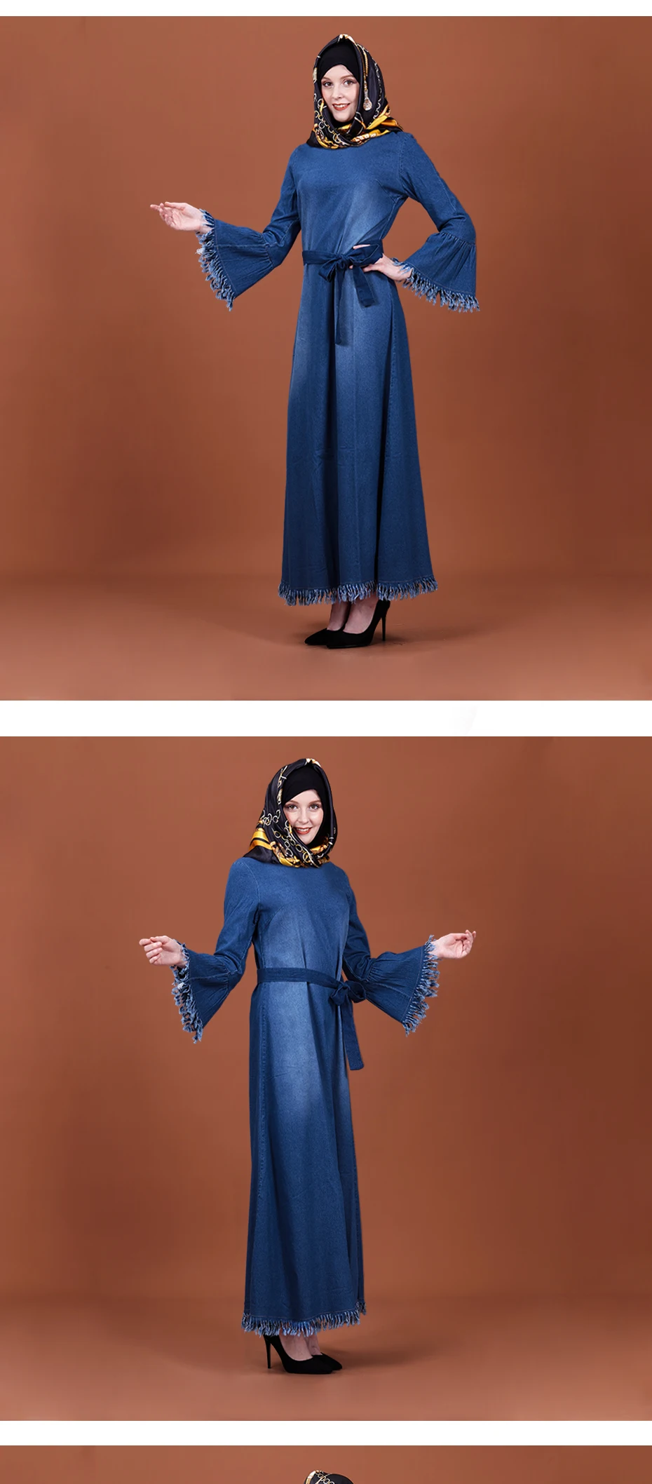ZK014 модный джинсовый костюм, накидка, Восточный халат Турецкая абайа исламский, мусульманский платье Абая для женщин мусульманская одежда для Дубай Костюмы