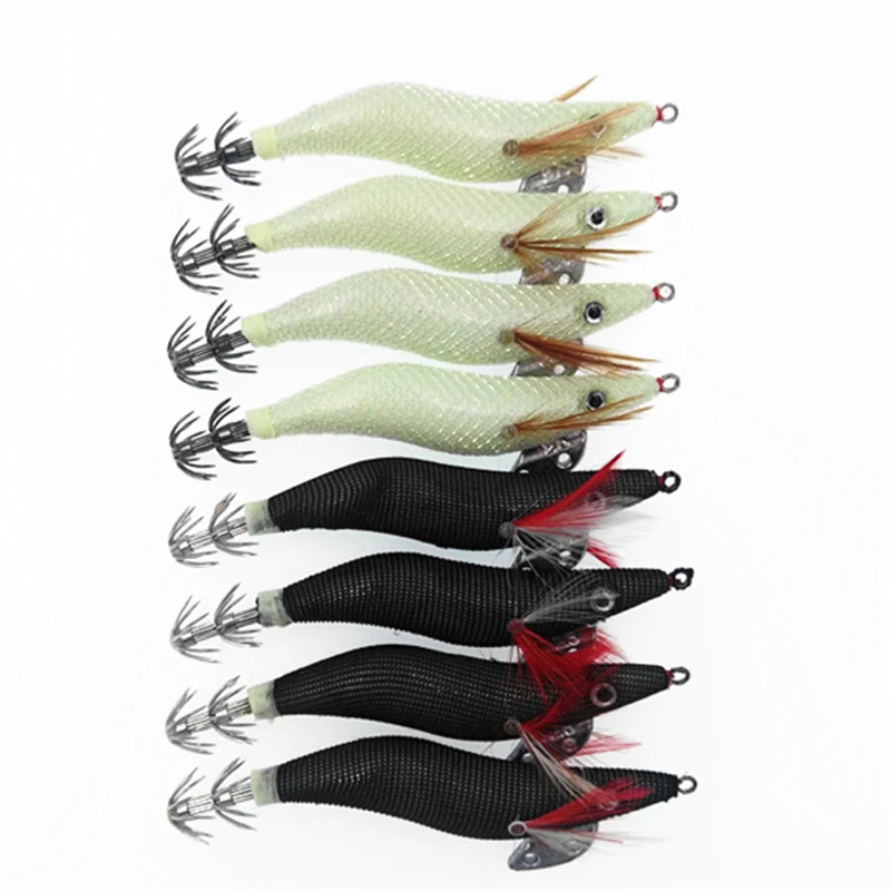 

8Pcs/lot Shrimp Squid Jig Fishing Lure 10.5cm 13cm Luminous Prawn Fishing Tackle Hooks For Trolling Bionic Artificial Bait