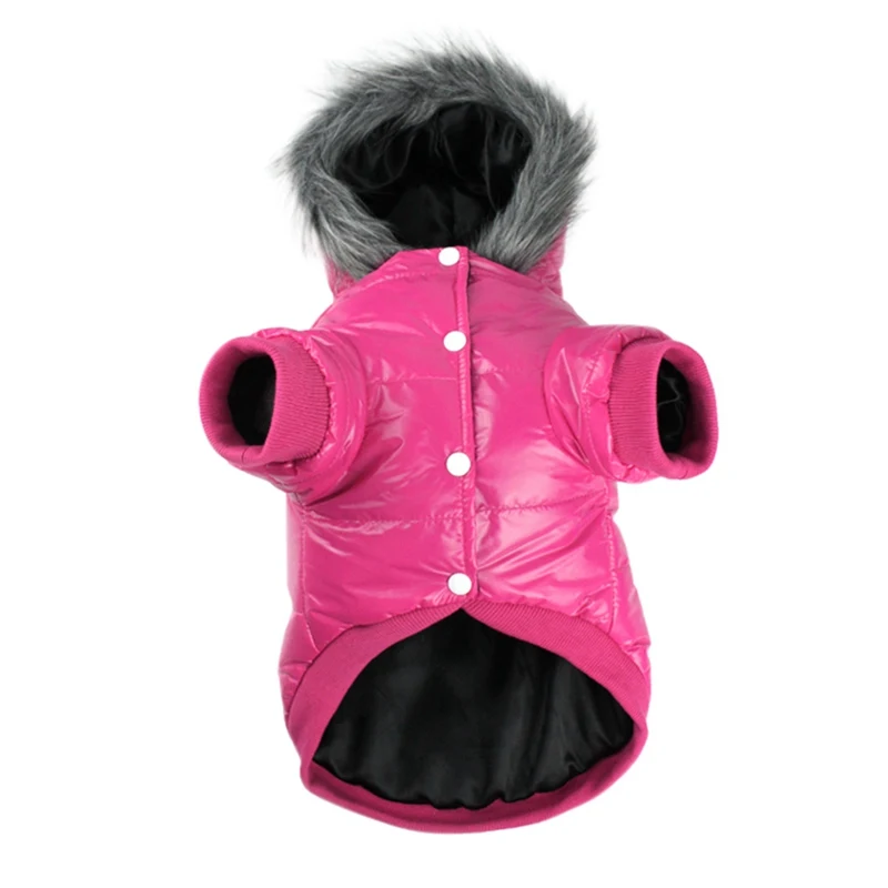 Пальто для собак пуховые парки с меховым капюшоном розовые серые куртки пальто домашние питомцы, собаки, зимняя одежда для собак теплая одежда для маленьких собак