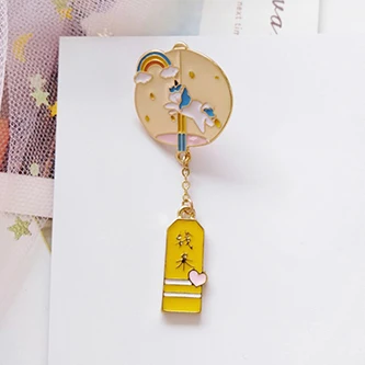 Японская Классическая Милая девушка сплав колокольчик иллюстрация брошь мультфильм небольшой свежий дикий мешок одежды ювелирные изделия подарок - Окраска металла: color5