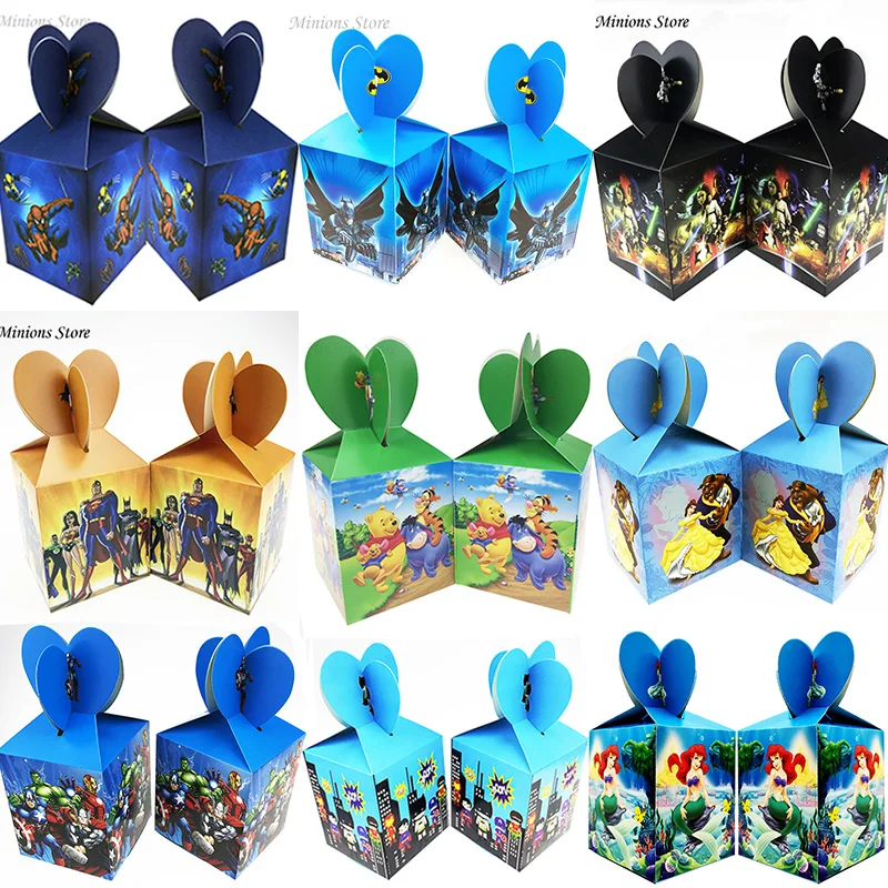 

6pcs/lot Super hero Avenger Stars war Cartoon Candy Box Birthday Party Decor Baby Shower Kids Favors Gift Boxes Supplies