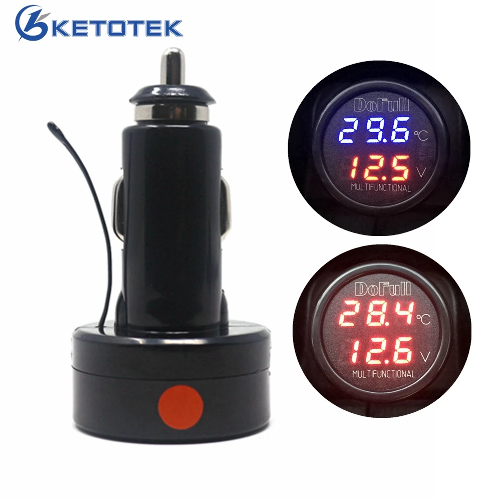 Buy 3 in 1 LED Car Digital Battery Volt Meter Thermometer USB Charging Suitable