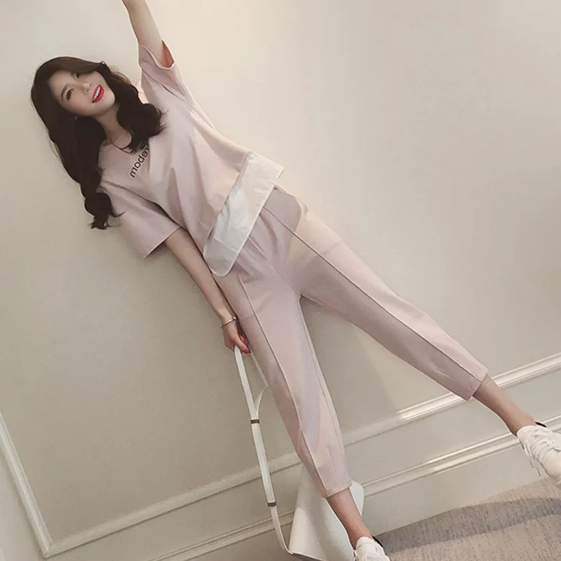 

AfeiTony 2017 Maternity Suit short-sleeve T-shirt + pant Pregnant women Clothes Clothes For Pregnant Women clothes outwear