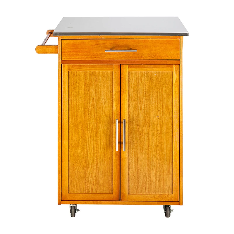 

Simple fashion Moveable Kitchen Cart with Stainless Steel Table Top Kitchen organize storage cabinet Home furniture
