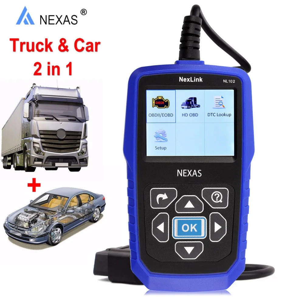 

NEXAS Universal Truck Scanner Diesel Engine for VOLVO NexLink NL102 OBD2 Heavy Duty Analyzer Diagnostic Tool Car Trucks 2 in 1