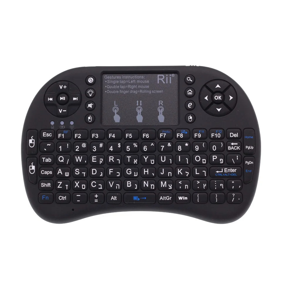 

Original Rii i8+ Hebrew Backlit 2.4GHz Mini Wireless Keyboard+Mouse with TouchPad for Android TV Box/Mini PC/Laptop