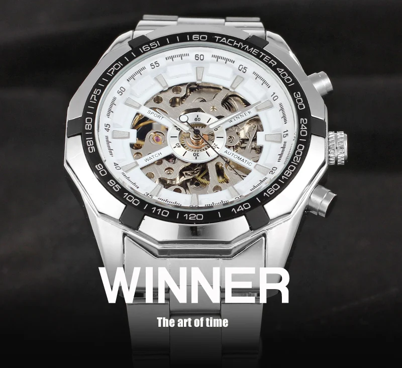 T-winner Skeleton Automatic Mechanical Stainless Steel Bracelet Watches For Men Sales Online