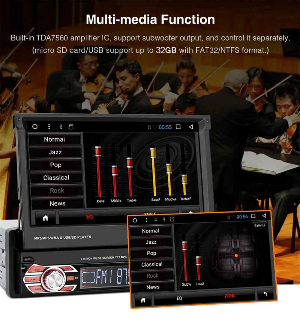 Cheap Android 8.1 Quad Core Autoradio Car Stereo Radio MP5 Player 1 Din 7" Touch Screen Car Multimedia Players FM/AM Radio GPS Navi 4