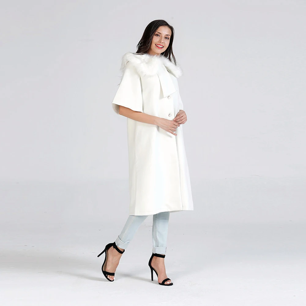 Winter Coat Women Spring Autumn Women's Fur collar Single-breasted Coats Outwear Women's White Rabbit Hair women Coat Jacket Coats