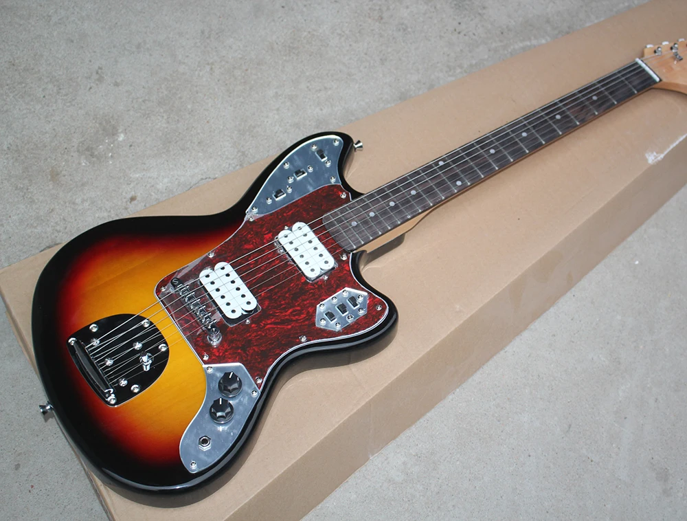 

Tobacco Sunburst Electric Guitar with Red pearl Pickguard,Rosewood Fingerboard,22 Frets,can be changed as you request