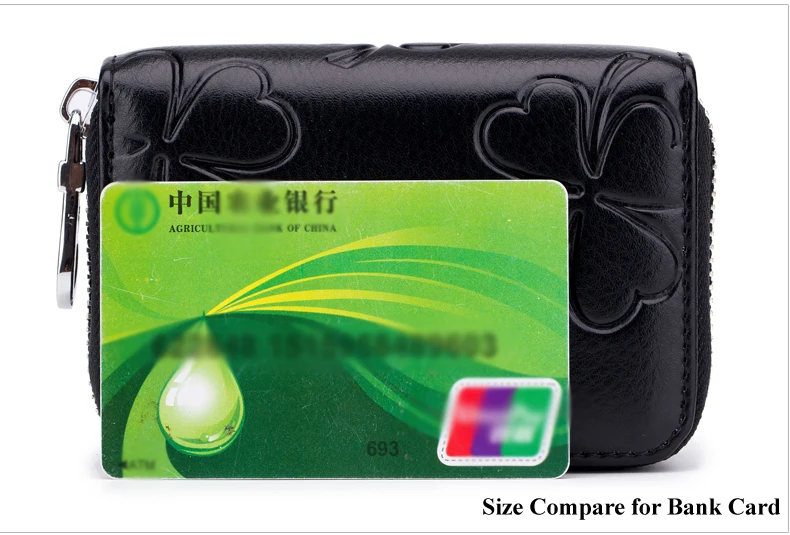 Lomelobo Lady Flower Card Holder Split Leather Girl Zipper Coin Purse Women Business Card Cowhide Female Credit ID Cards Wallets HCL7132  Details (09)