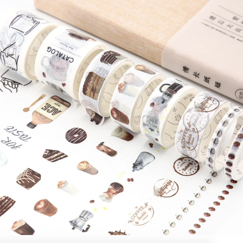 

8 Pcs/set 0.5/1.5/3cm Fresh Girl Masking Washi Tape Vintage DIY Notebook Stickers Scrapbooking Kawaii Decorative Adhesive Tape