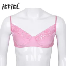 Сексуальное мужское нижнее белье, бюстгальтер без косточек из гладкой ткани, прозрачный кружевной топ без косточек с регулируемыми бретельками, нижнее белье без косточек