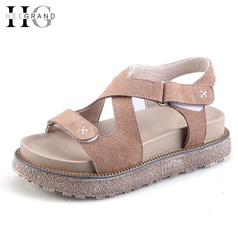 

HEE GRAND Summer Gladiator Sandals 2017 Casual Creepers Platform Shoes Woman Flats Comfort Women Shoes Size 35-43 XWD5323