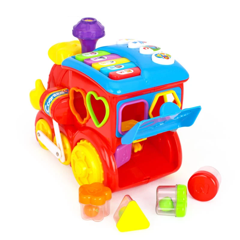 Игрушки 556 детские игрушки IQ поезд на колесах электрическая игрушка со светом и музыкой Обучающие Развивающие игрушки для детей мальчик Рождественский подарок