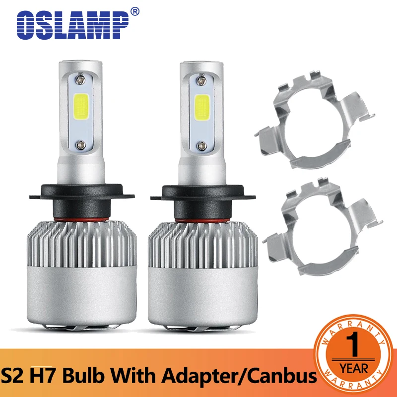 Oslamp H7 светодиодный автомобильный фонарь с адаптером/CAN шина COB однолучевой 72 Вт