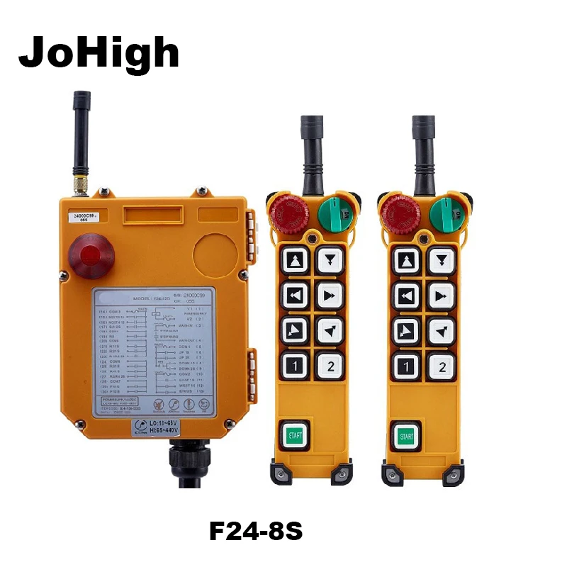 

JoHigh Wireless Industrial Electric Hoist Remote Control Single Speed 8 Buttons 2 transmitters + 1 receiver