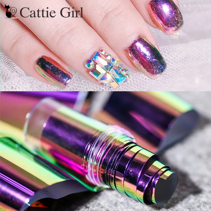 1roll 100CM Chameleon Nail Foils Dazzling Holo Holographic Nail Art Laser Transfer Stickers of Nail