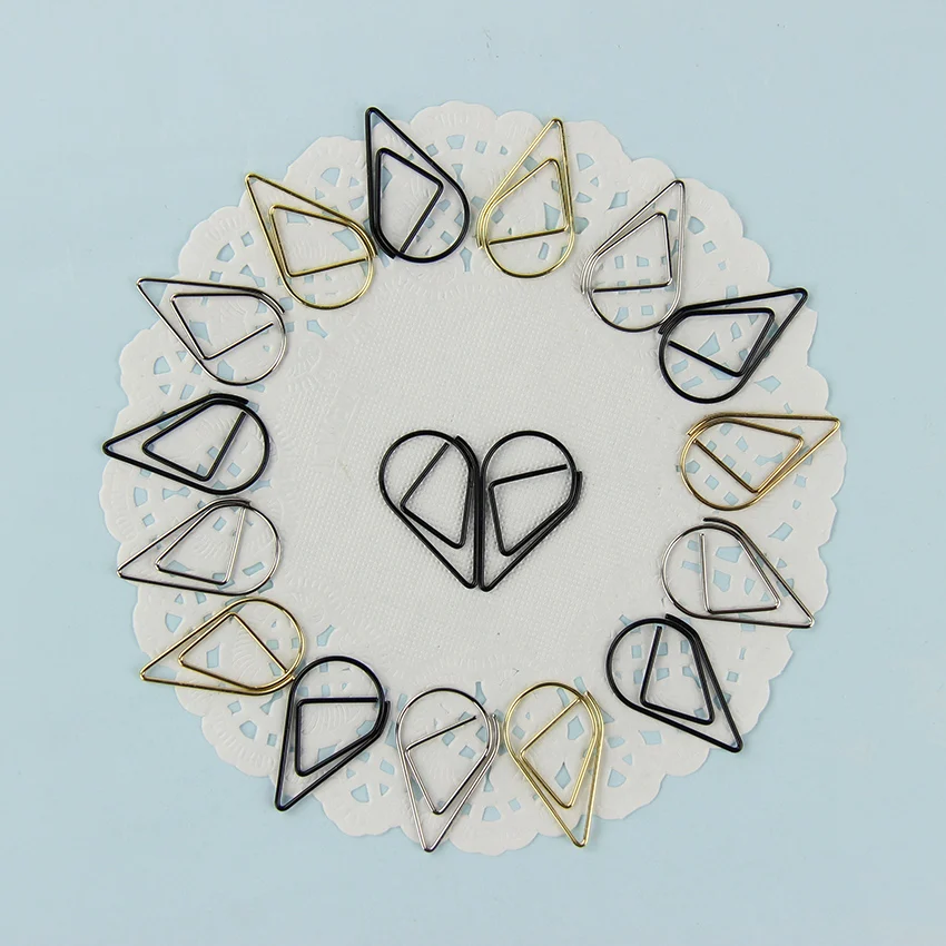 

10PCS/Set Mini Raindrop Metal Paper Clips Decoration Water Drop Shape Clips Office Stationery