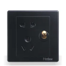 Настенная розетка 86-type Скрытая черная стальная рама с двумя разъемами управления, PC 220V10A