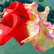 1 шт. правые вентиляторы+ 1 шт. левые Вентиляторы 5 Размер* 0,9 м(XX "* 35") Ручная роспись танец живота Шелковый веер вуаль, сочетание цветов, как на картине