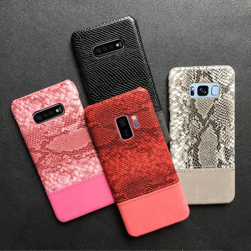 Роскошный чехол из искусственной кожи под змеиную кожу для Samsung S10 S8 S9 Plus Жесткий