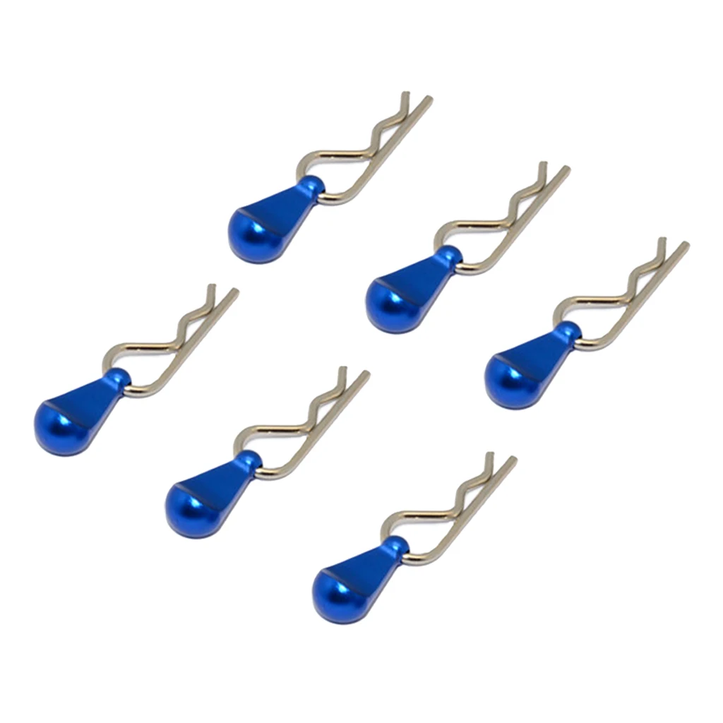 6pc Metal Body Clip Pins w/ Pull Tabs for 1/16 1/18 1/24 1/28 RC Truck Buggy