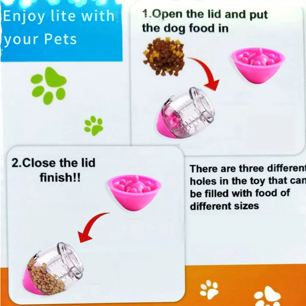 Interactive Dog Cat Food Treat Ball Bowl Toy Funny Pet Shaking Leakage Food Container Puppy Cat Slow Feed Pet Tumbler Toy