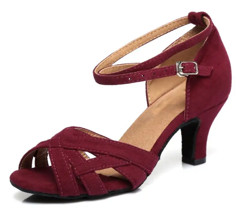 Обувь для латинских бальных танцев; Salas джазовый вальс; квадратная обувь для танго; женская обувь для латинских танцев; удобная женская обувь; JuseDanc - Цвет: red wine heel 6cm