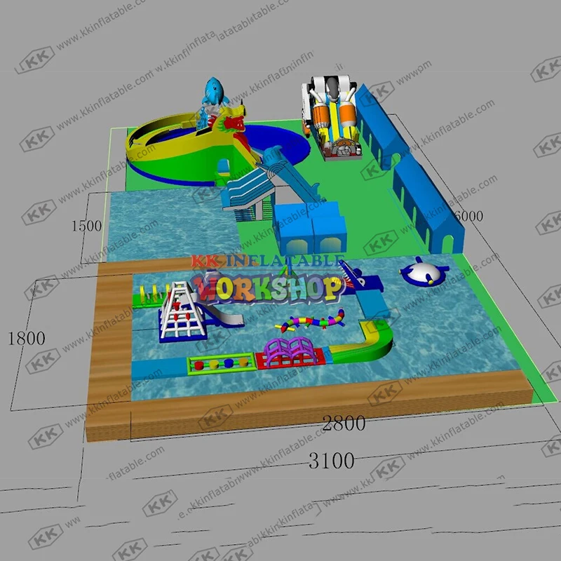 Заказной OEM ODM завод надувной наземный Аквапарк Надувной тематический парк проект