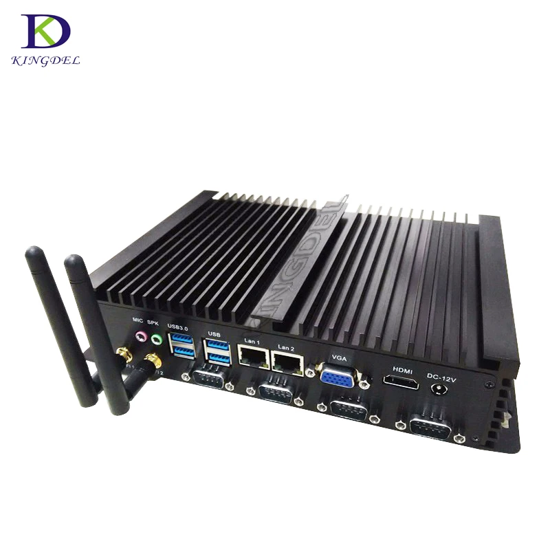 2017 Fanless Mini Industrial PC Intel Celeron 1037U i5 3317U Desktop Computer Dual LAN 4 COM