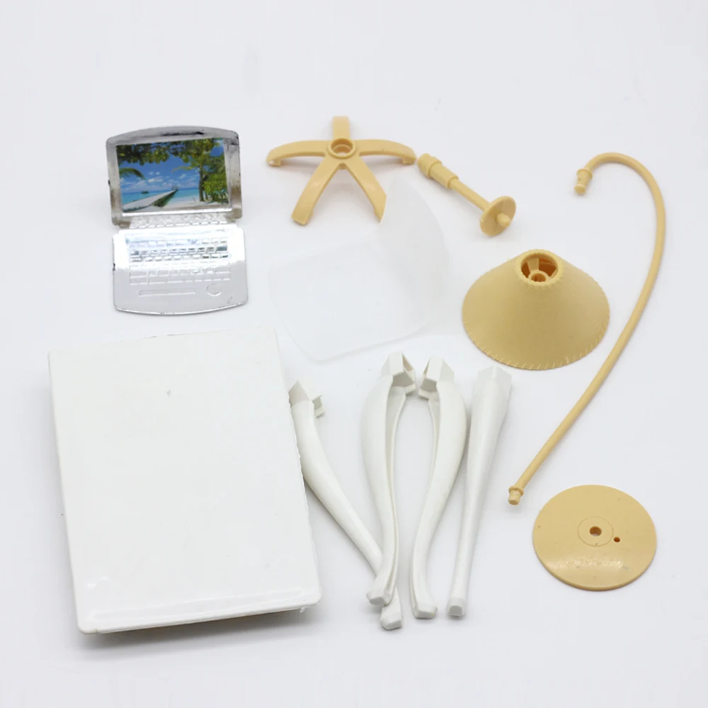 ,doll play house doll furniture desk+lamp+laptop+chair accessories for 1/6 1/8 Doll