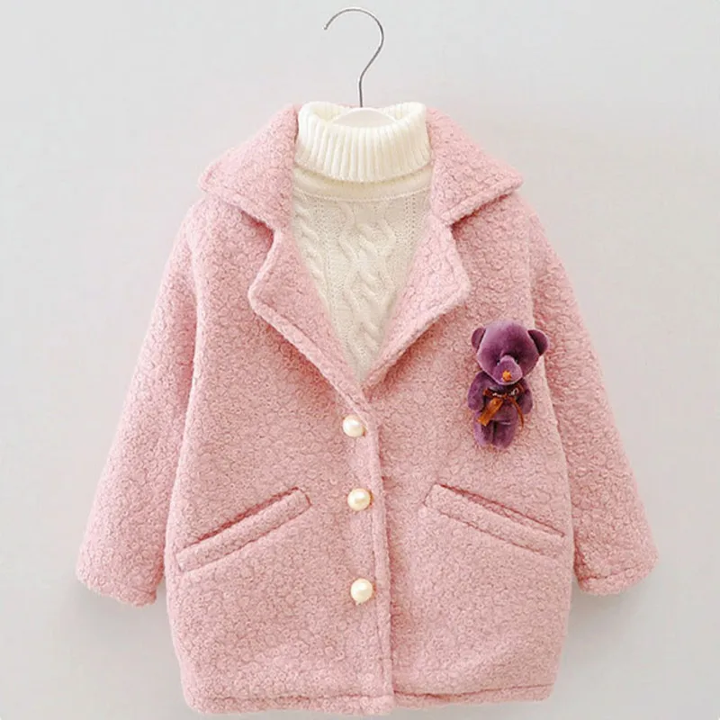 Vente DFXD bébé filles automne hiver laine manteau mode à manches longues Soild simple boutonnage vêtement extérieur de haute qualité longue épaissir manteau 2 8Y