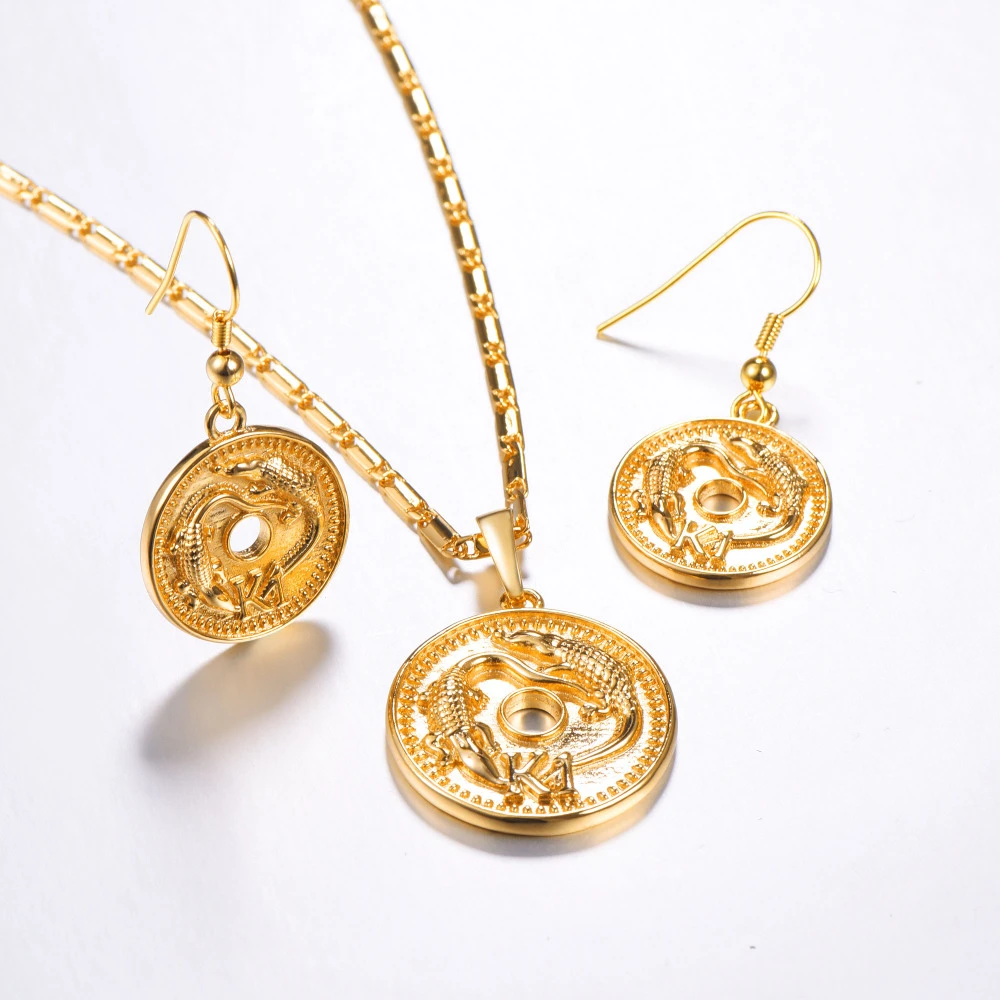 Ensemble De Boucles D Oreilles Et Collier En Forme De Piece De Monnaie Crocodile K1 Bijoux Png Pour Femmes Couleur Or Papua Nouvelle Guinee Cadeau Aliexpress