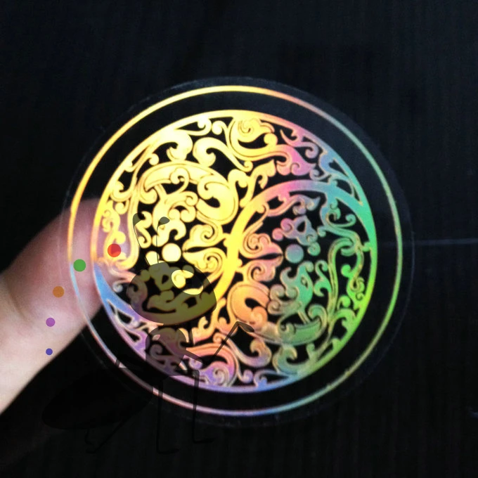 

Transparent PVC hot stamping stickers custom waterproof stickers frosted PVC hot laser gold logo trademark printing