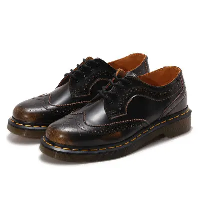 

Spring and autumn men's shoes leather block shoes carved vintage yellow ladies shoes sheet