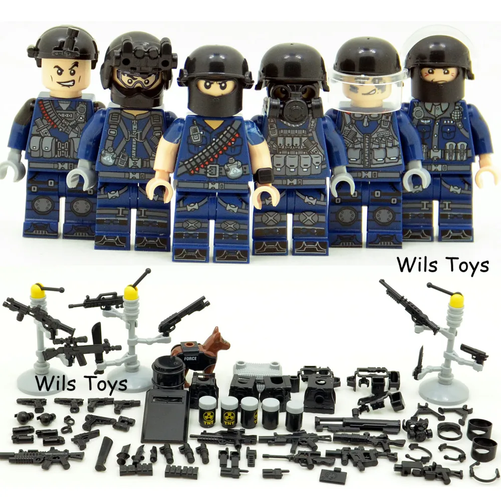 6pcs SWAT Team City Police World War 2 Military Soldier Army Special forces Building Blocks Brick Figures Toys Boy Gift Children 6pcs SWAT Team City Police World War 2 Military Soldier Army Special forces Building Blocks Brick Figures Toys Boy Gift Children