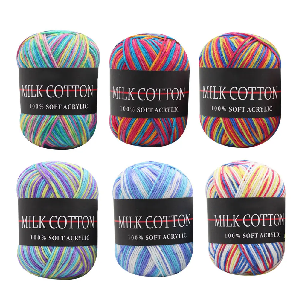 

50g Cotton Yarn Scarf Weaving Worsted Knitting Glove Warm Multicolor Soft