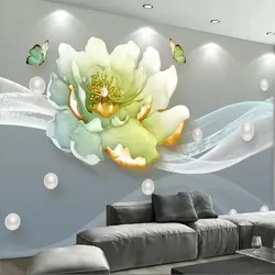 Beibehang 3D объемным тиснением пион современный минималистский украшения ТВ фоне стены пользовательских большой росписи Зеленый Обои